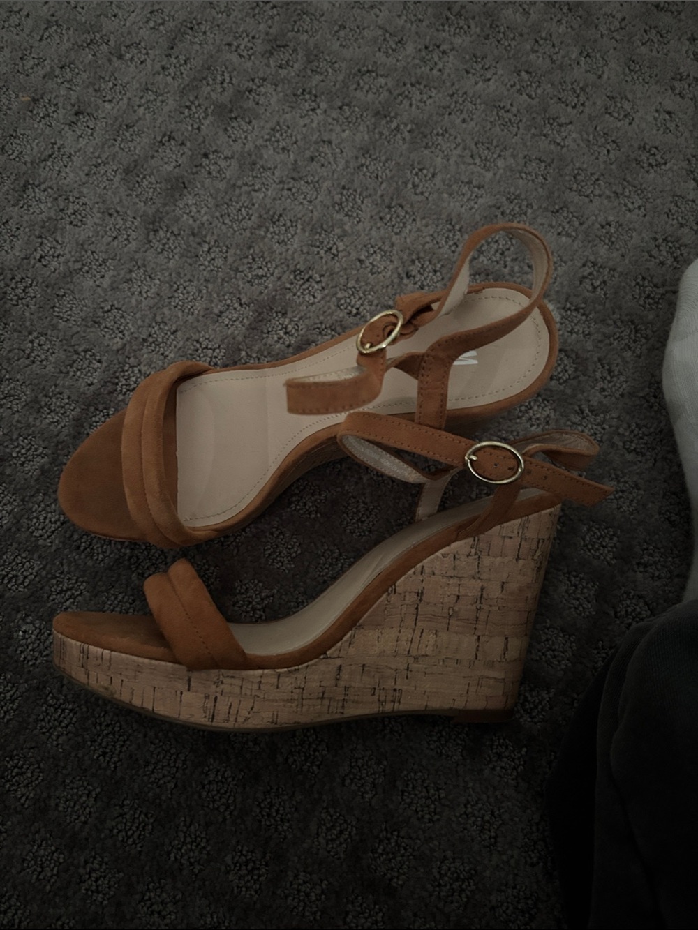 H&M Women's Tan Cork Wedge Sandals with Ankle Strap